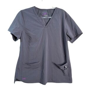 Lynx Womens Large Grey V-Neck‎ Scrub Top